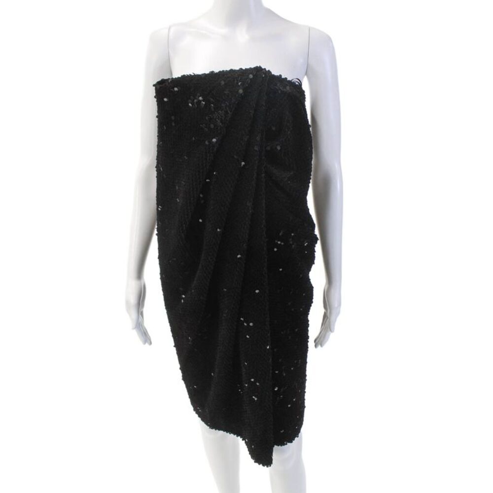 RECTO Womens Velvet Sequin Draped Tube Top Dress - Black Size M